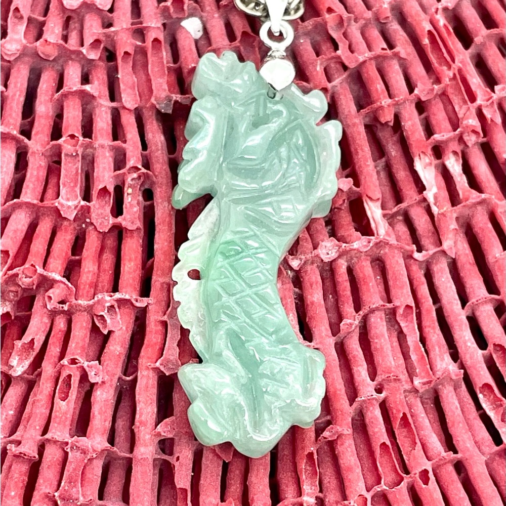 Carved Jade Seahorse/ Dragon Necklace